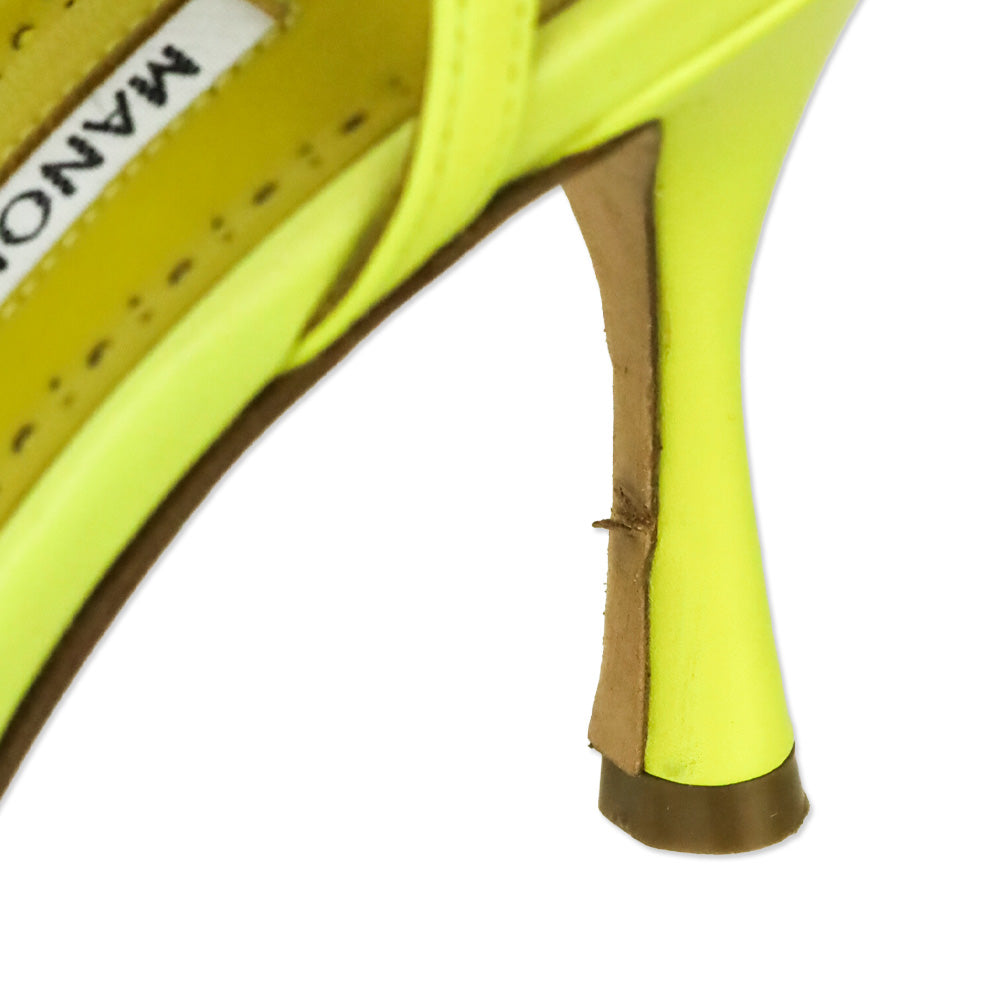 Manolo Blahnik Marana Yellow Leather Slingback Sandals