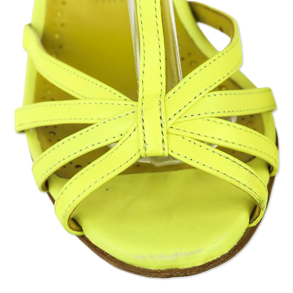 Manolo Blahnik Marana Yellow Leather Slingback Sandals