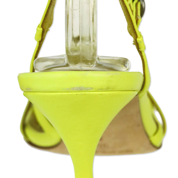 Manolo Blahnik Marana Yellow Leather Slingback Sandals