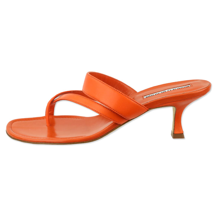 Manolo Blahnik Orange Nappa Susa 50 Thong Sandal