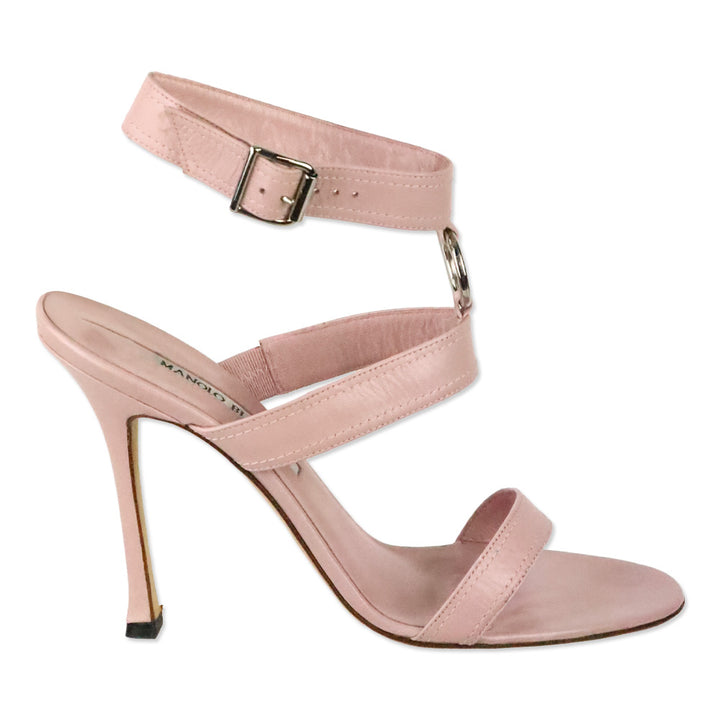 Manolo Blahnik Pink Leather Ankle-Strap Sandals