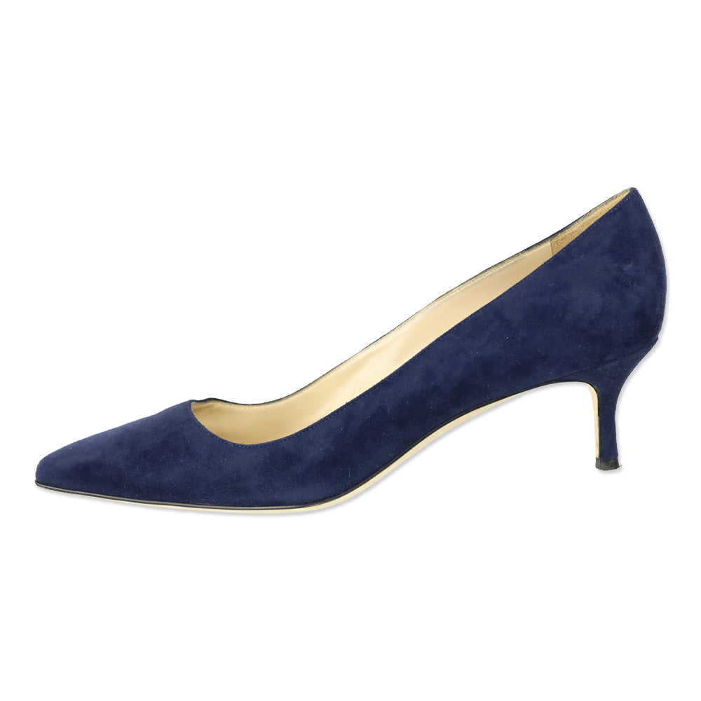 Manolo Blahnik Srila Navy Suede Stiletto Pumps