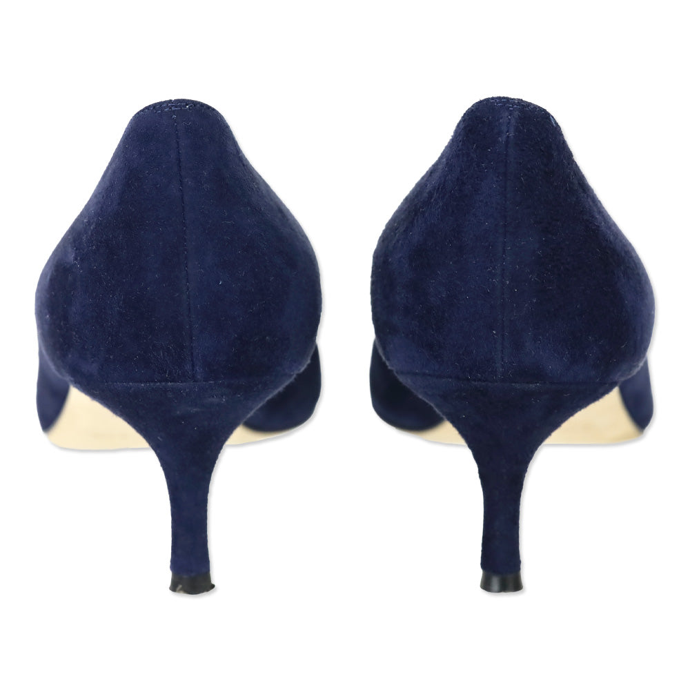 Manolo Blahnik Srila Navy Suede Stiletto Pumps