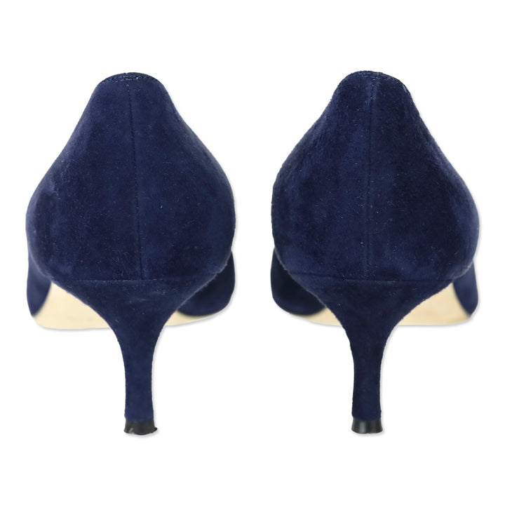 Manolo Blahnik Srila Navy Suede Stiletto Pumps