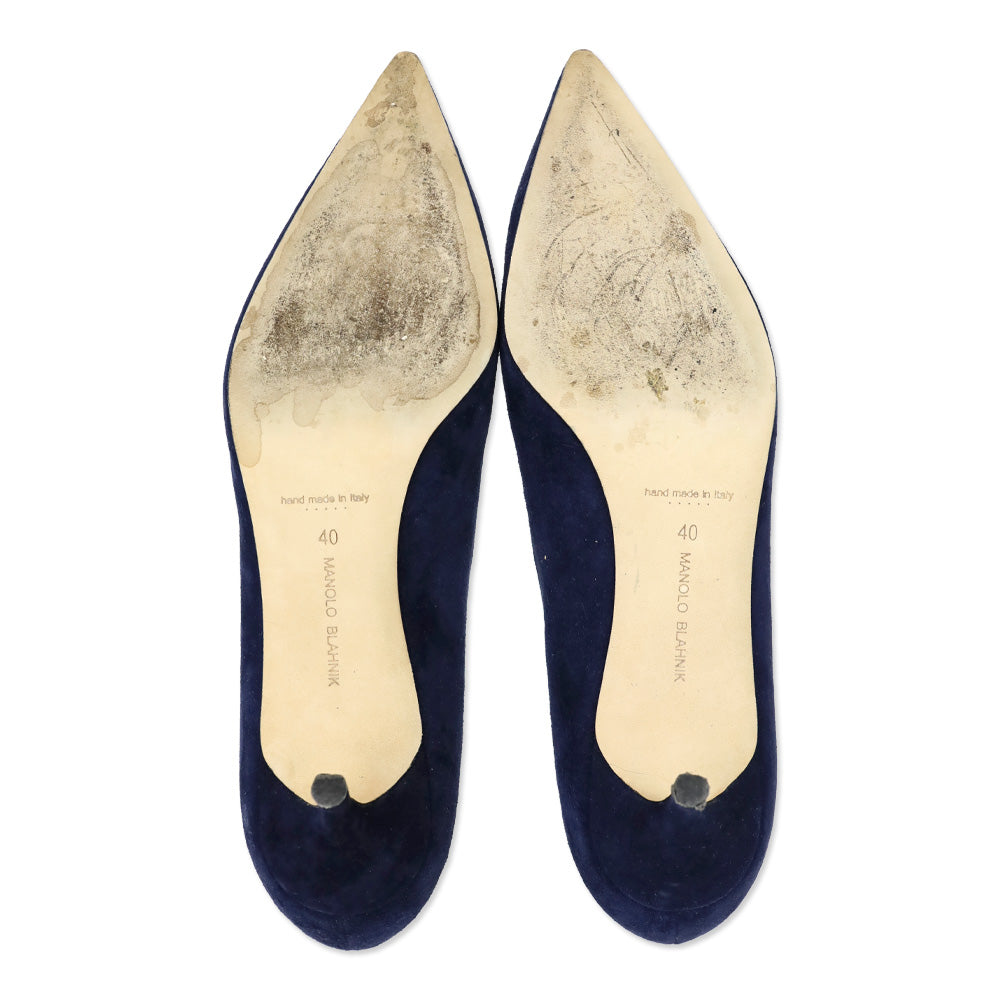 Manolo Blahnik Srila Navy Suede Stiletto Pumps