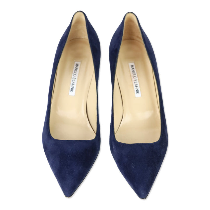 Manolo Blahnik Srila Navy Suede Stiletto Pumps