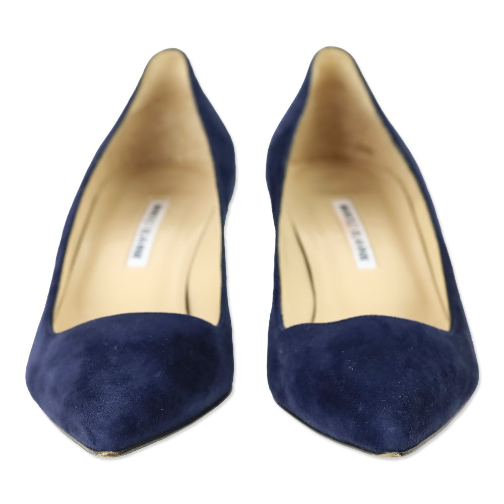 Manolo Blahnik Srila Navy Suede Stiletto Pumps