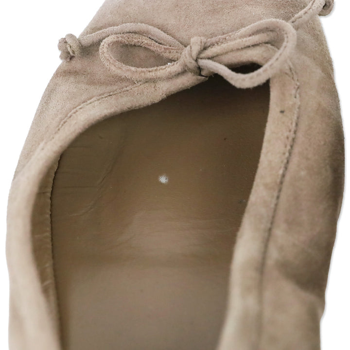 Manolo Blahnik Veralli Light Beige Suede Ballerina Flats