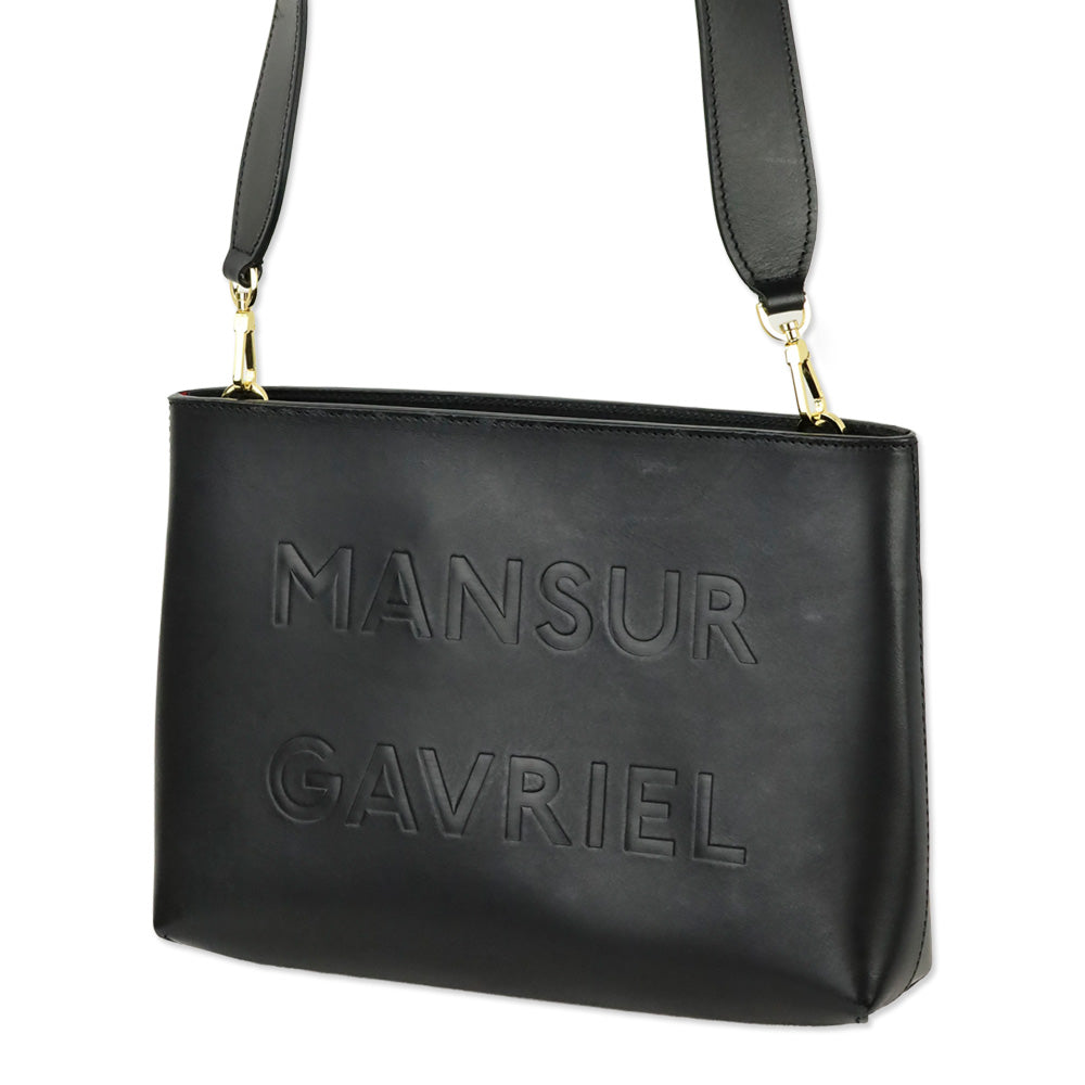 Mansur Gavriel Black Leather Logo Shoulder Bag