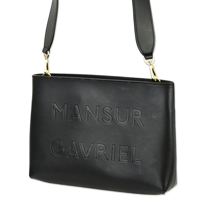 Mansur Gavriel Black Leather Logo Shoulder Bag
