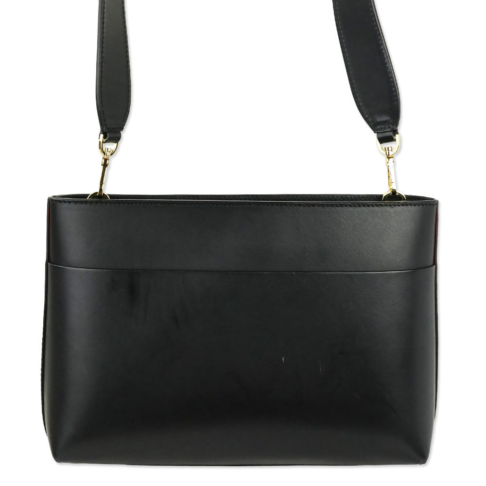 Mansur Gavriel Black Leather Logo Shoulder Bag