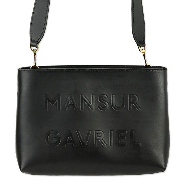 Mansur Gavriel Black Leather Logo Shoulder Bag