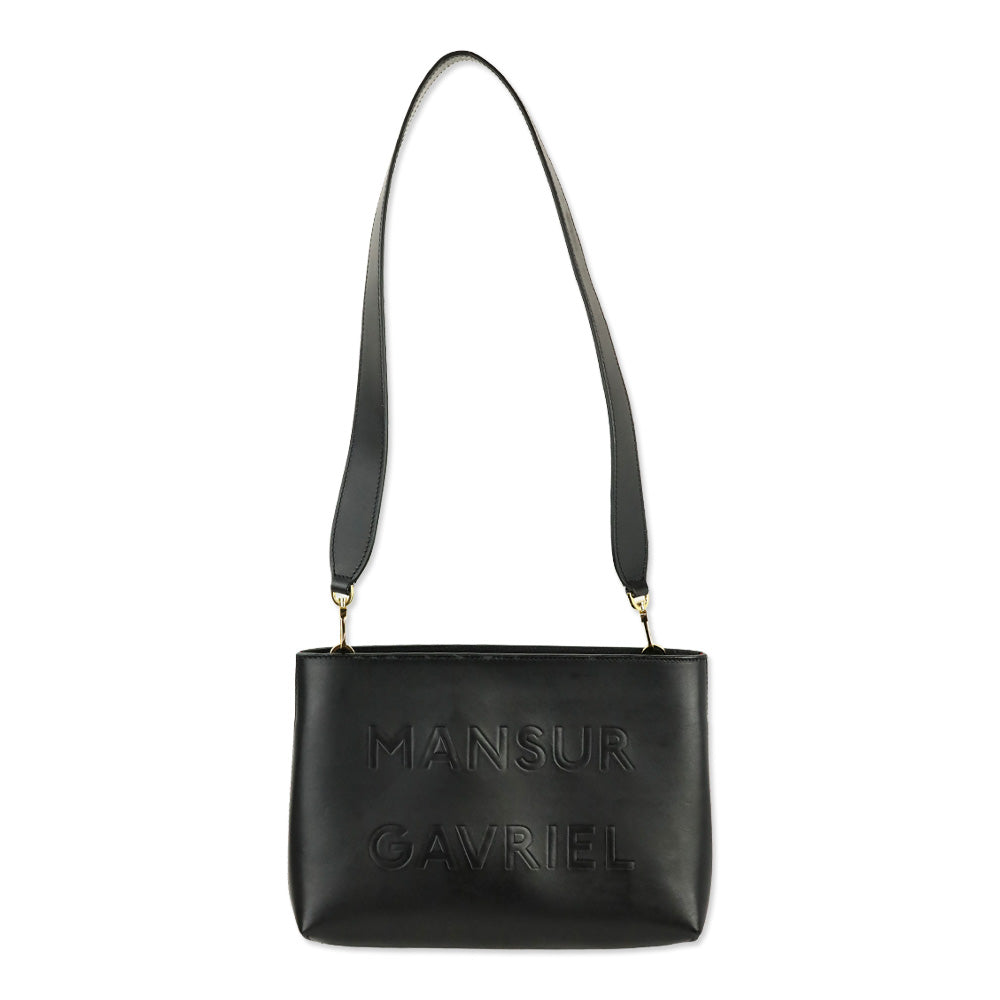 Mansur Gavriel Black Leather Logo Shoulder Bag