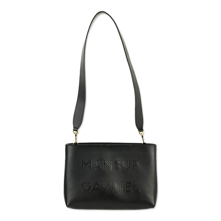 Mansur Gavriel Black Leather Logo Shoulder Bag