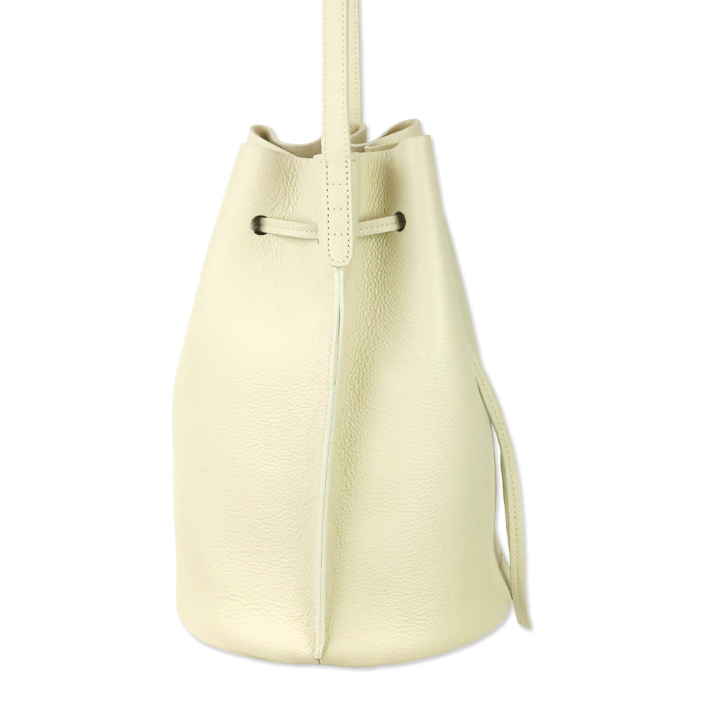 Mansur Gavriel Cream Grained Leather Drawstring Bucket Bag