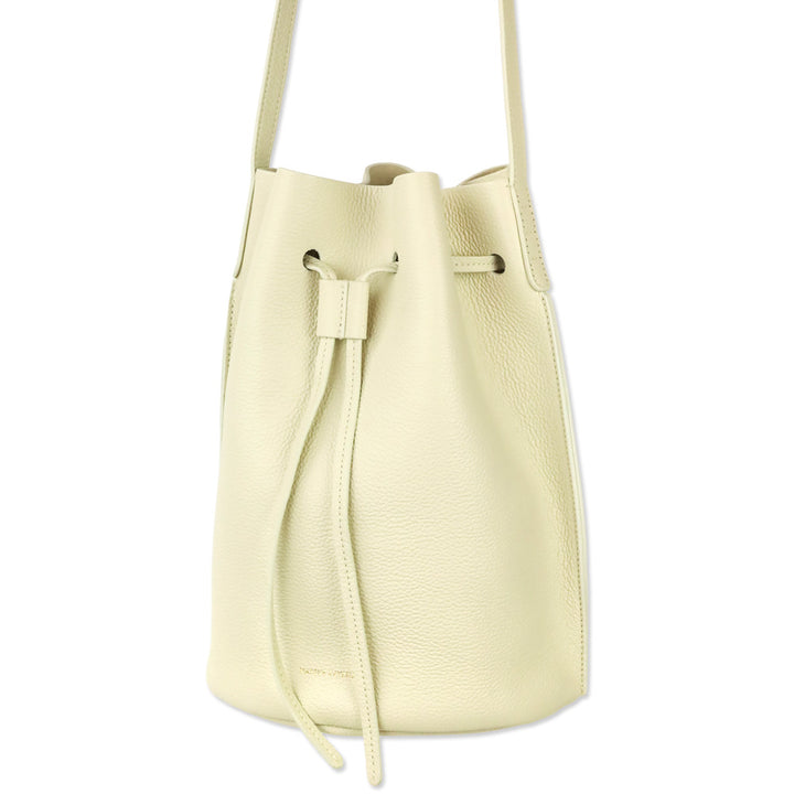 Mansur Gavriel Cream Grained Leather Drawstring Bucket Bag