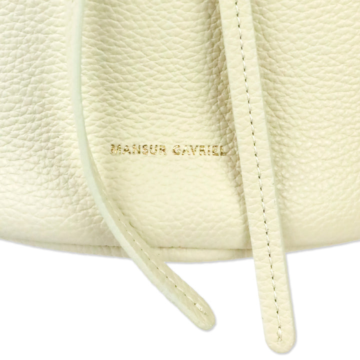 Mansur Gavriel Cream Grained Leather Drawstring Bucket Bag