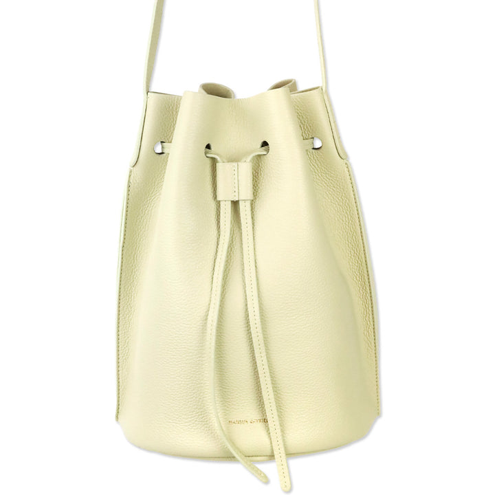 Mansur Gavriel Cream Grained Leather Drawstring Bucket Bag