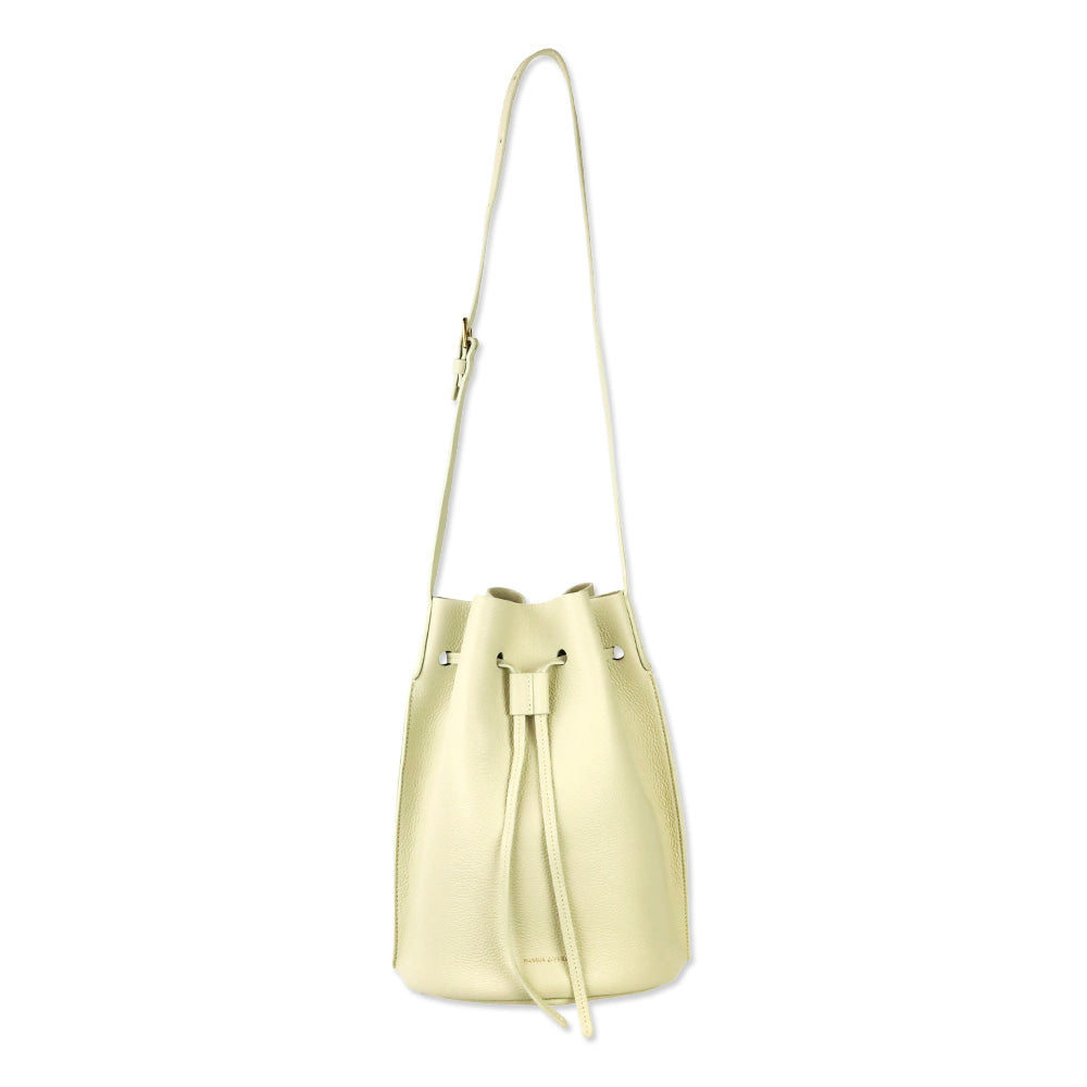 Mansur Gavriel Cream Grained Leather Drawstring Bucket Bag