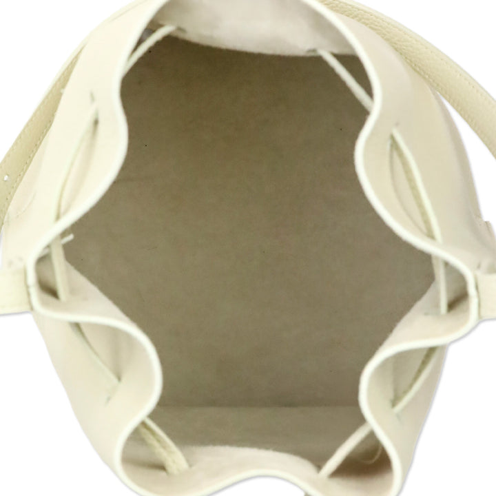 Mansur Gavriel Cream Grained Leather Drawstring Bucket Bag