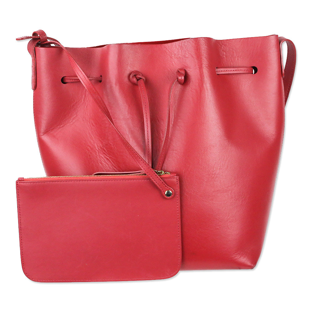 Mansur Gavriel Red Leather Bucket Bag