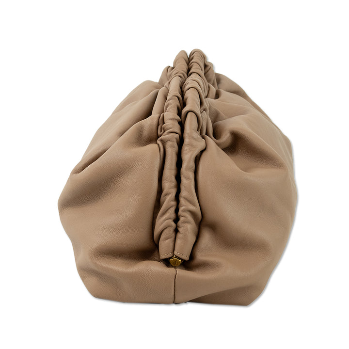 Mansur Gavriel Taupe Leather Oversized Cloud Clutch