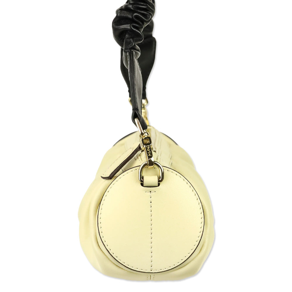 Manu Atelier Cream Black Ruched Mini Cylinder Xx Shoulder Bag