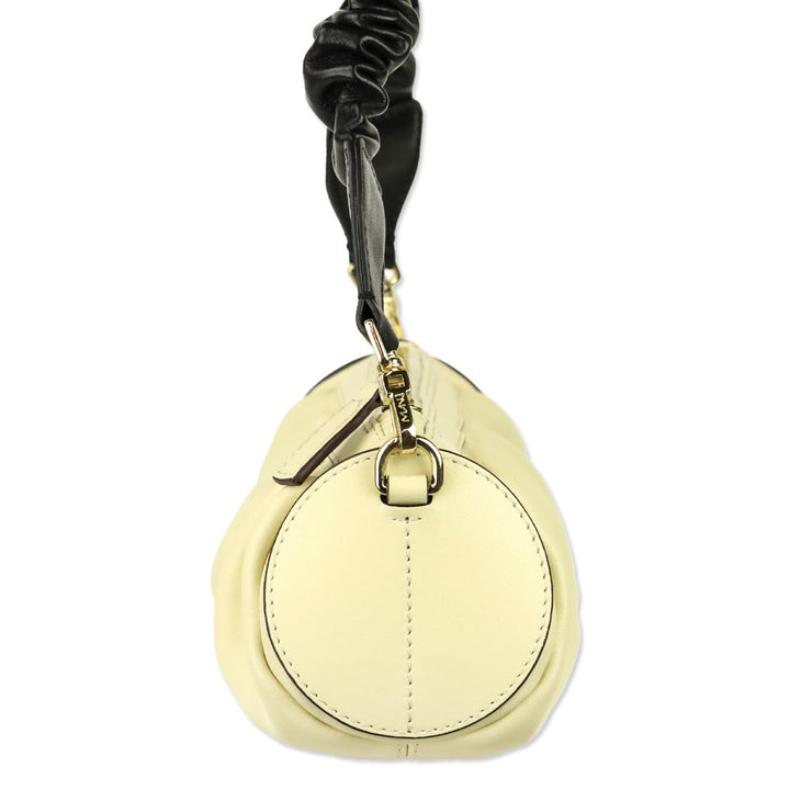 Manu Atelier Cream Black Ruched Mini Cylinder Xx Shoulder Bag