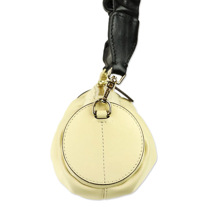 Manu Atelier Cream Black Ruched Mini Cylinder Xx Shoulder Bag