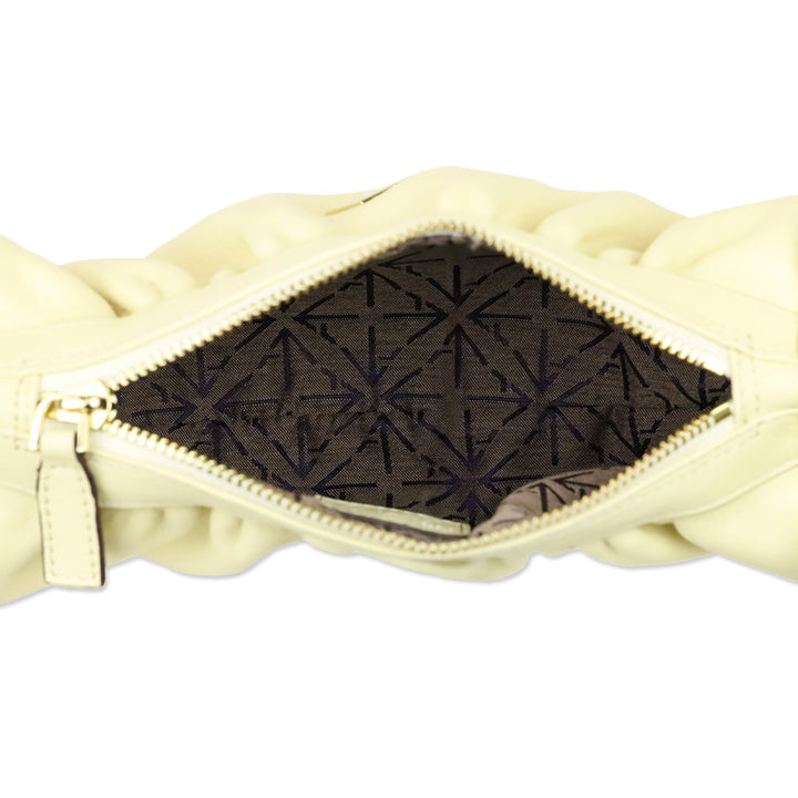 Manu Atelier Cream Black Ruched Mini Cylinder Xx Shoulder Bag