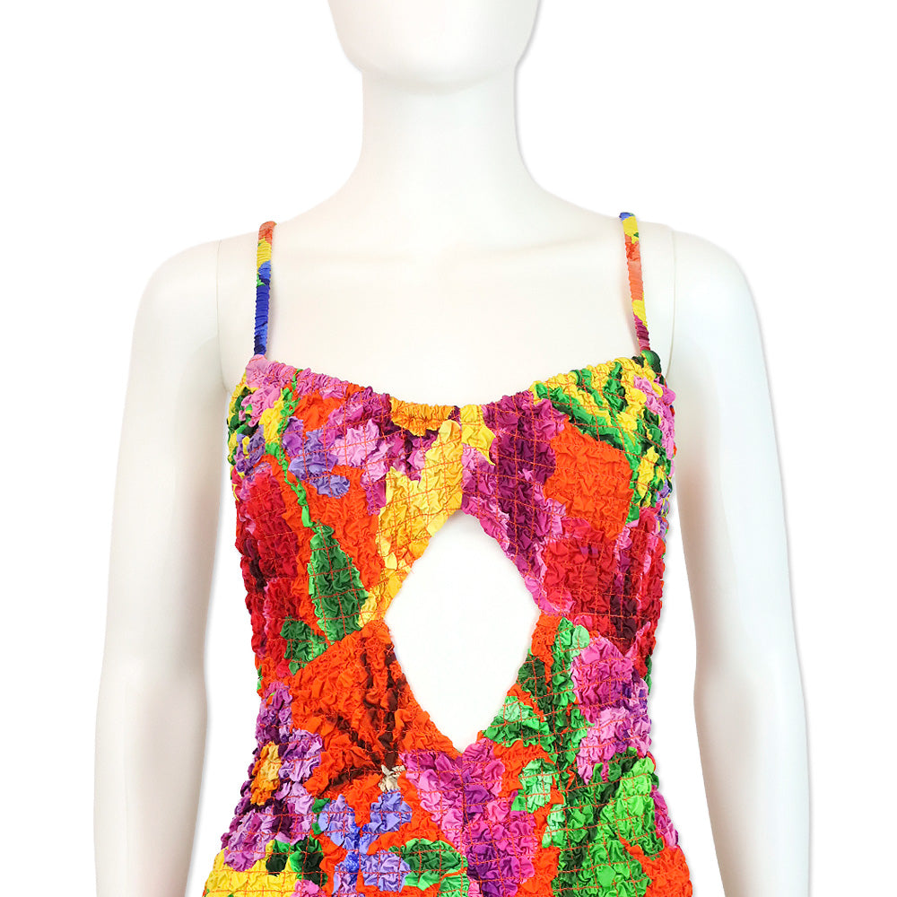 Mara Hoffman Multicolor Kimiko Cutout Printed Popcorn Tencel Lyocell Midi Dress