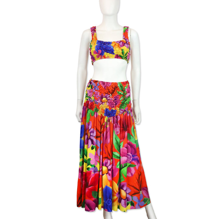 Mara Hoffman Nicole Rainbow Multi Popcorn Midi Skirt