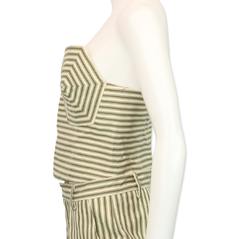 Mara Hoffman Suki Cream Olive Striped Bustier Top