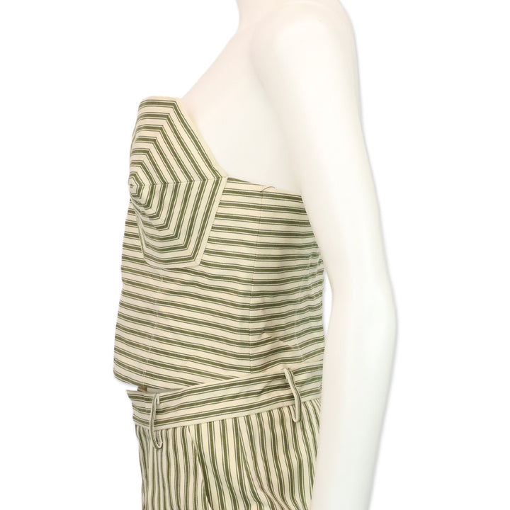 Mara Hoffman Suki Cream Olive Striped Bustier Top