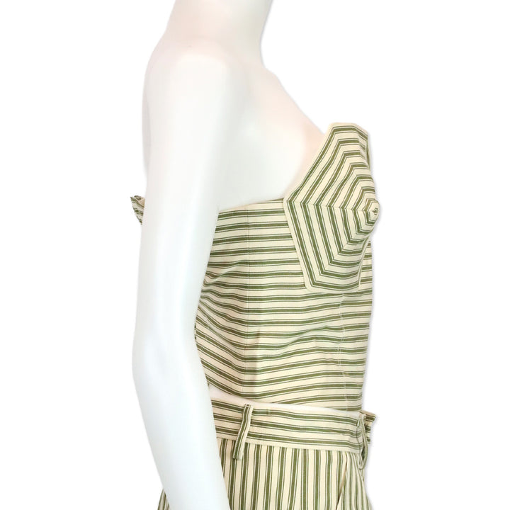 Mara Hoffman Suki Cream Olive Striped Bustier Top