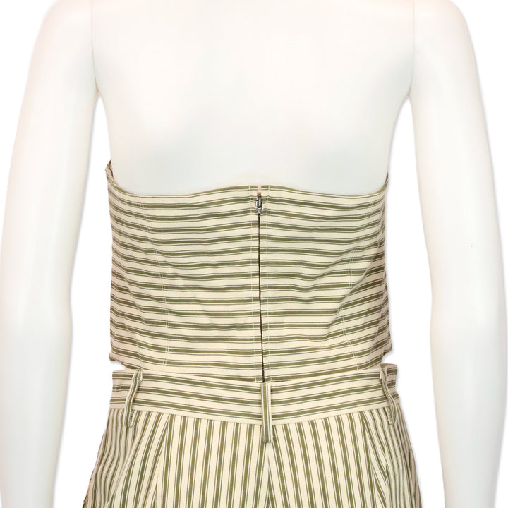 Mara Hoffman Suki Cream Olive Striped Bustier Top