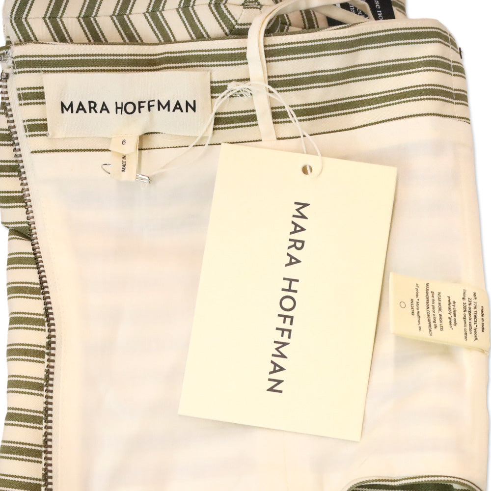 Mara Hoffman Suki Cream Olive Striped Bustier Top