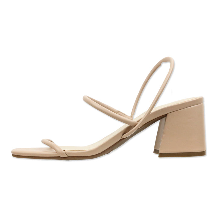 Marc Fisher Galvin Nude Leather Elastic Slingback Heeled Sandal