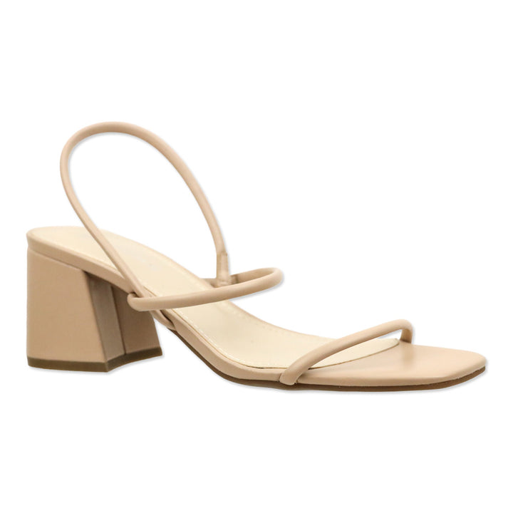 Marc Fisher Galvin Nude Leather Elastic Slingback Heeled Sandal