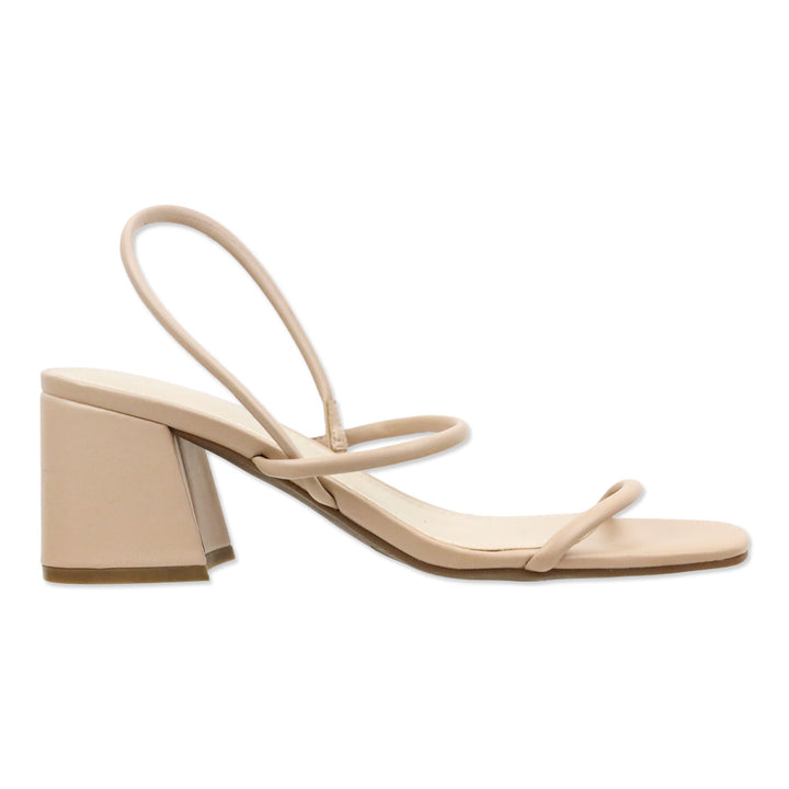 Marc Fisher Galvin Nude Leather Elastic Slingback Heeled Sandal