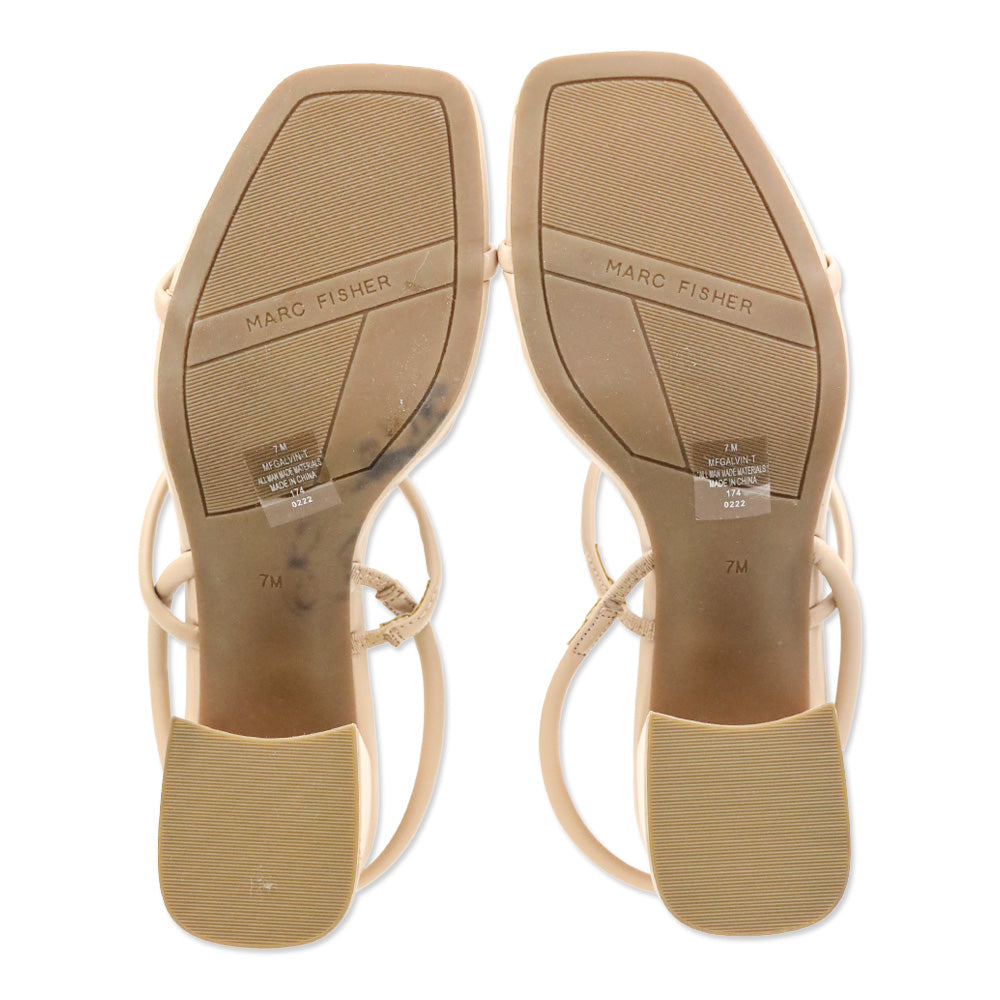 Marc Fisher Galvin Nude Leather Elastic Slingback Heeled Sandal