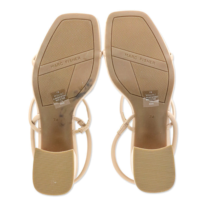 Marc Fisher Galvin Nude Leather Elastic Slingback Heeled Sandal