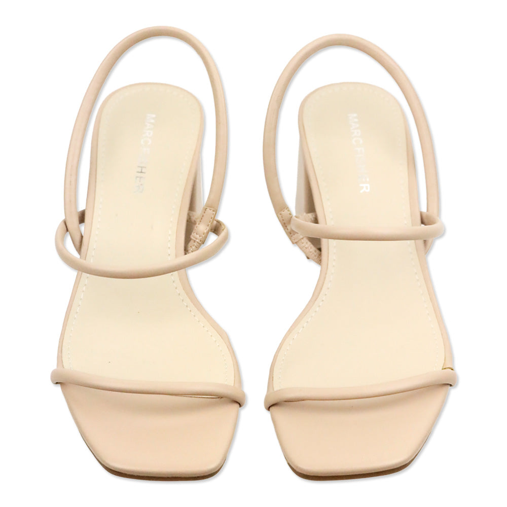 Marc Fisher Galvin Nude Leather Elastic Slingback Heeled Sandal