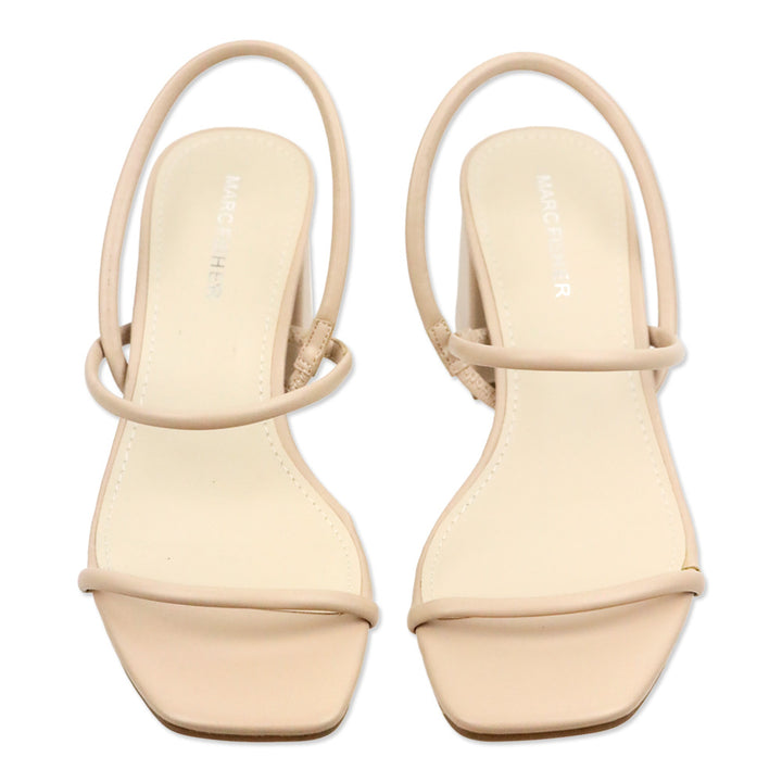 Marc Fisher Galvin Nude Leather Elastic Slingback Heeled Sandal