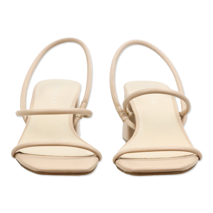 Marc Fisher Galvin Nude Leather Elastic Slingback Heeled Sandal