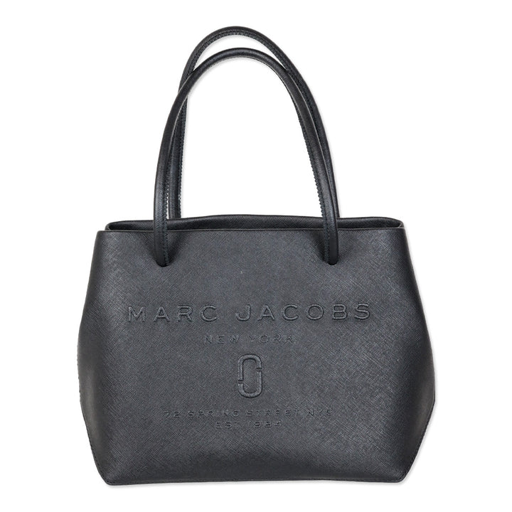 Marc Jacobs Black Leather Logo East West Shopper Tote Bag