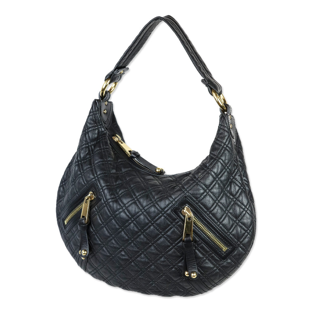 Marc Jacobs Black Quilted Leather Banana Hobo Bag