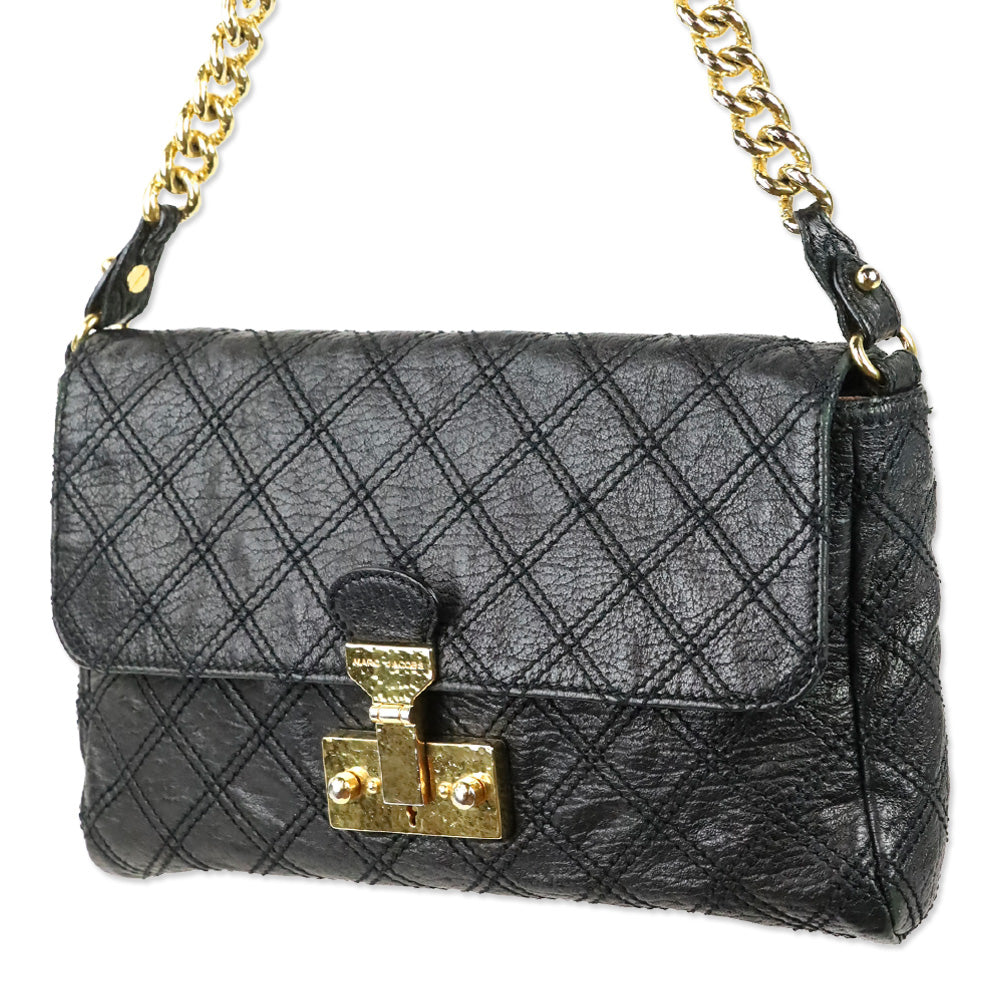 Marc Jacobs Black Quilted Leather Flap Chain Shoulder Bag