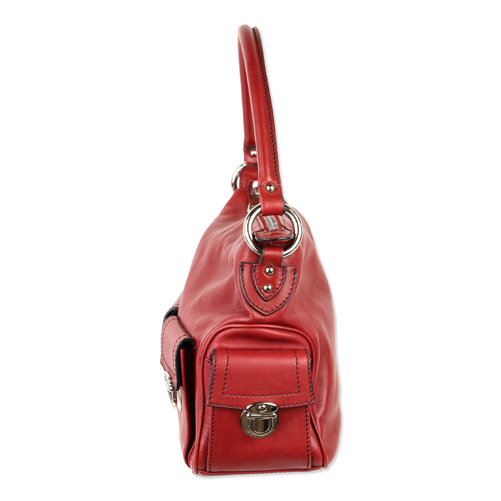 Marc Jacobs Blake Brick Red Leather Multi Pocket Hobo Bag
