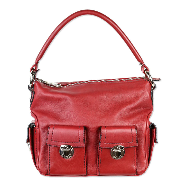 Marc Jacobs Blake Brick Red Leather Multi Pocket Hobo Bag